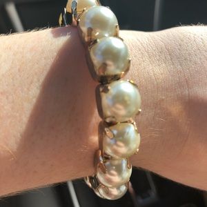 Gold Faux Pearl Costume Bracelet